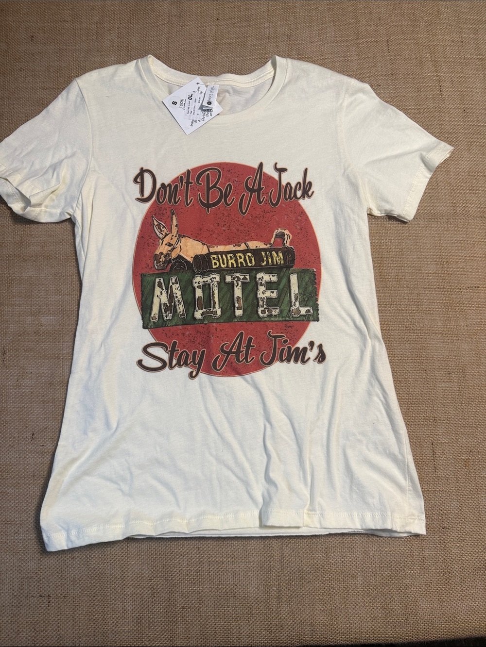 Next Level Apparel Cream Graphic Tee with Red & Green Print